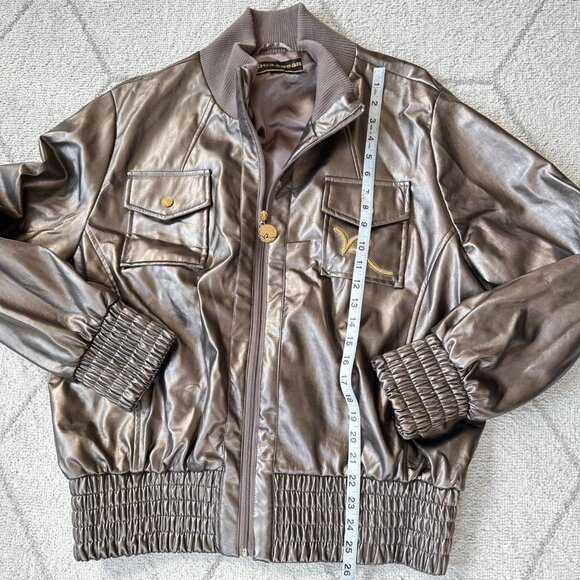 Rocawear Faux Leather Y2K Bomber Jacket x2 Sz Large - Picture 6 of 7